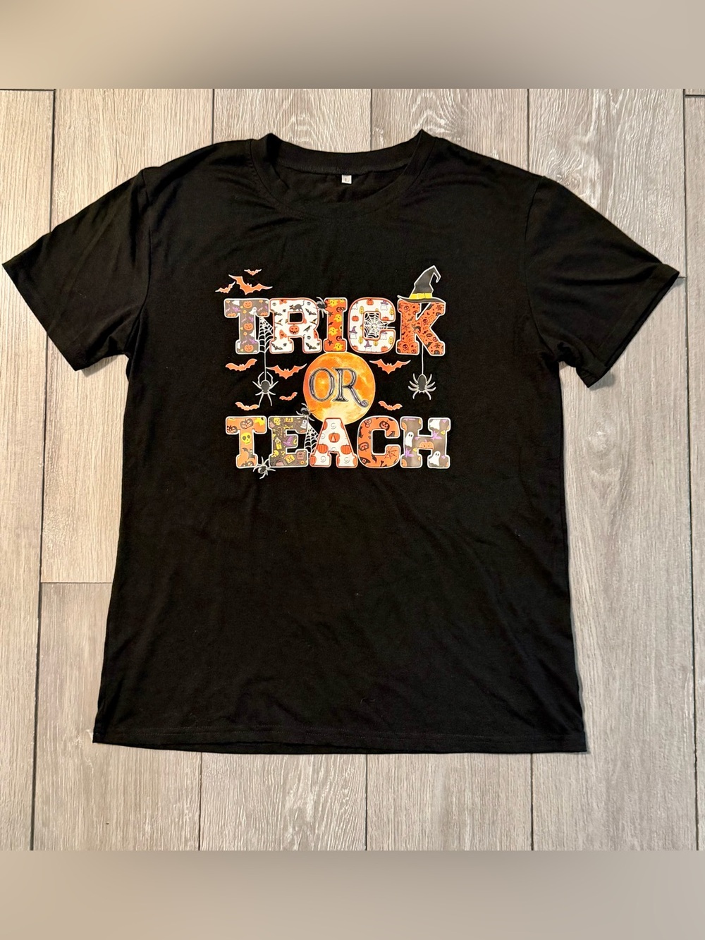 Trick or Teach Halloween Teacher Tee L